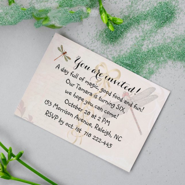 Birthday Dragonflies Invitation (Creator Uploaded)