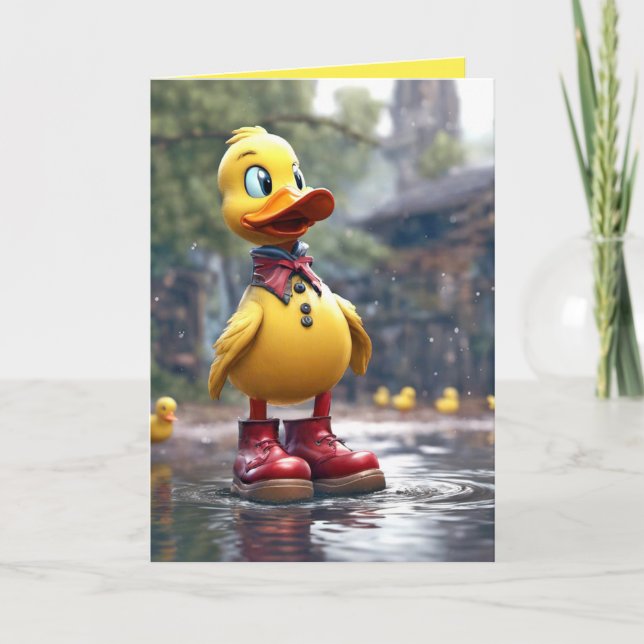 Birthday Duck In Red Boots Card (Front)
