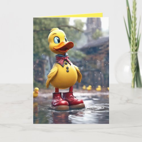 Birthday Duck In Red Boots Card