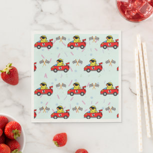 Birthday Duck race car red racing boy kid name Napkins