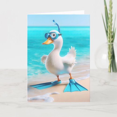 Birthday Duck With Flippers Card