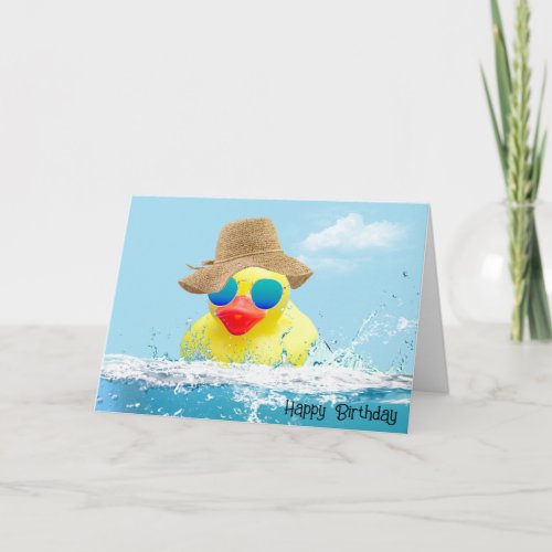 Birthday Duck with Sunglasses In Water Card