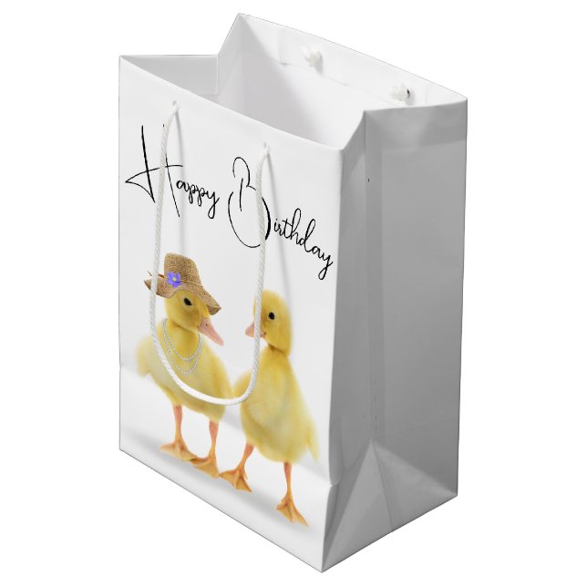 Birthday Duckling Couple   Medium Gift Bag (Front Angled)