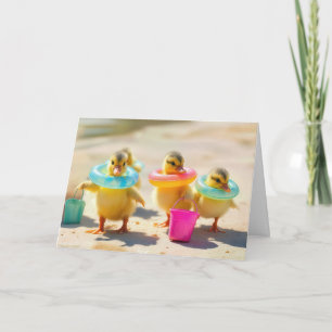 Birthday Duckling With Beach Toys Card