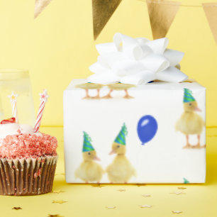 Birthday Ducks with Blue Balloon Wrapping Paper