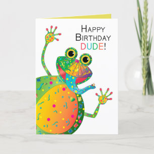 Birthday, DUDE, Frog, Kaleidoscope Collection Card