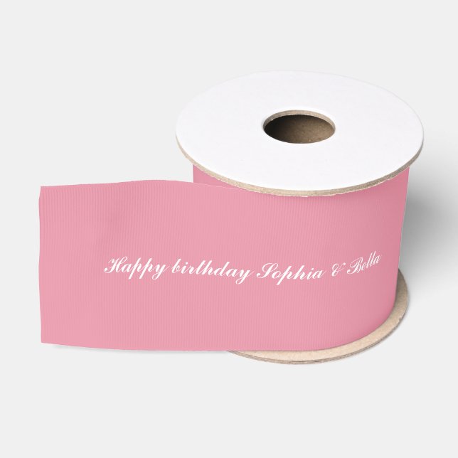 Birthday Dusty Pink Ribbon Girls Twins Birthday (Spool)