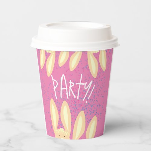  Birthday  Easter  Bunnies On Pastel Pink Paper Cups