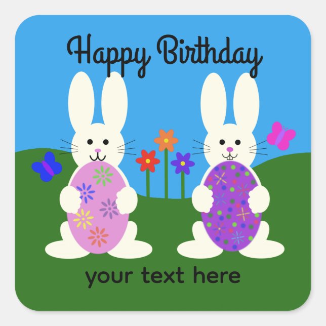Birthday Easter Bunny #7 Stickers (Front)