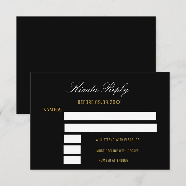 Birthday Elegant Black and Gold Response  (Front/Back)
