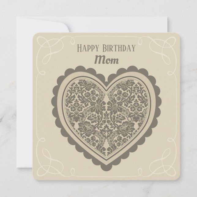 Birthday Elegant floral heart for dear ones CC0709 Card (Front)