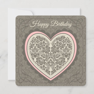 Birthday Elegant ornate Morris style heart CC0711 Card