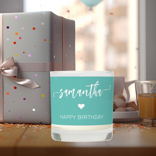 Birthday Elegant Script Personalized  Scented Candle