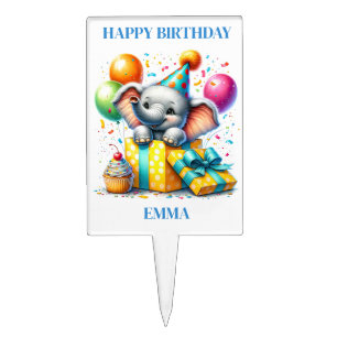 Birthday Elephant Cake Topper