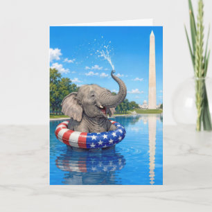Birthday Elephant Floating in the Reflecting Pool Card