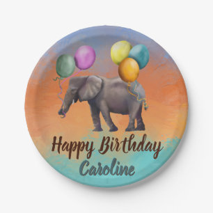 Birthday elephant paper plates