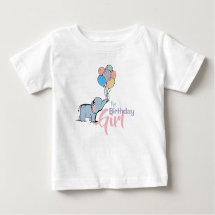Birthday Elephant Pastel Bunch of Balloons Drawing Baby T-Shirt