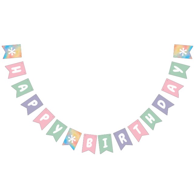 Birthday Elephant Pastel Bunch of Balloons Drawing Bunting Flags (All)