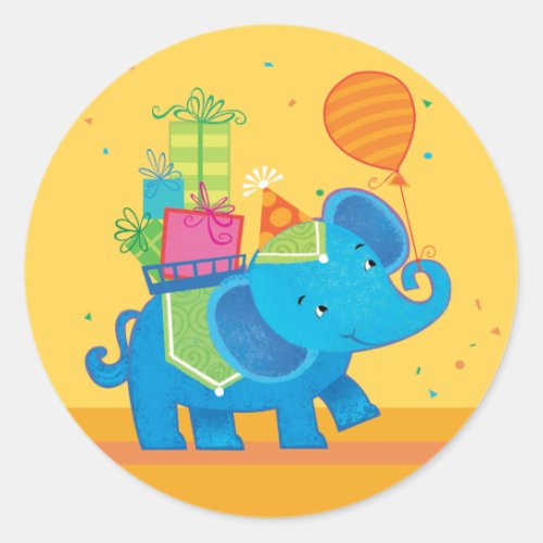 Birthday Elephant with balloons  Presents Sticker