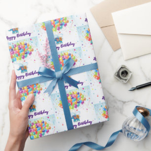 Birthday elephant wrapping paper