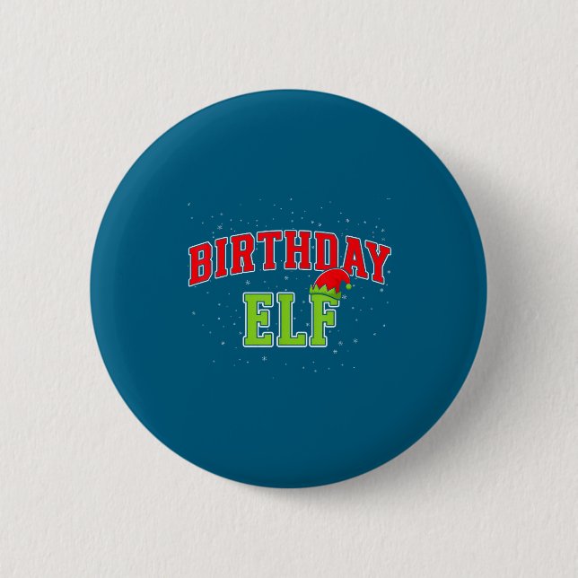 Birthday Elf Christmas Family Matching Group Xmas  Button (Front)