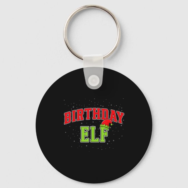 Birthday Elf Christmas Family Matching Group Xmas  Keychain (Front)
