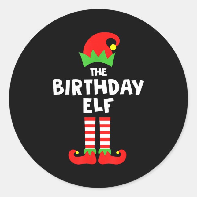 Birthday Elf Matching Group Family Holiday Christm Classic Round Sticker (Front)