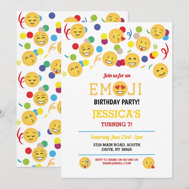 Birthday Emoji Children's Birthday Fun Happy Invitation (Front/Back)