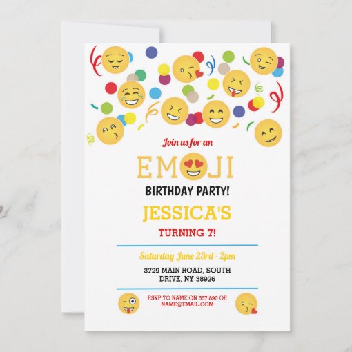 Birthday Emoji Children's Birthday Fun Happy Invitation | Zazzle