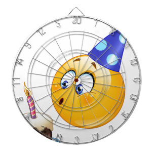 birthday emoji dartboard with darts