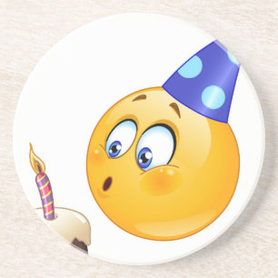 birthday emoji drink coaster