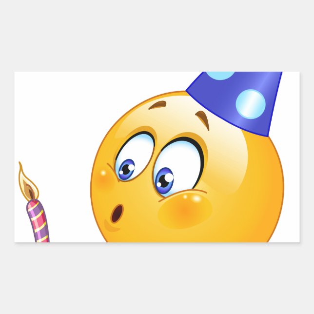 birthday emoji rectangular sticker (Front)