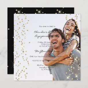 Birthday Engagement Spark Foto Confetti Champaigne Invitation