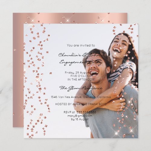 Birthday Engagement Spark Foto Confetti Rose Invitation