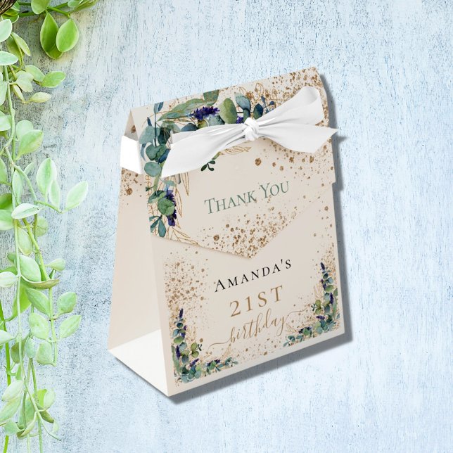 Birthday eucalyptus gold glitter thank you favor boxes (Creator Uploaded)