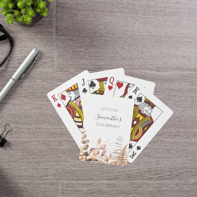 Birthday eucalyptus golden woodland ferns name poker cards (Creator Uploaded)