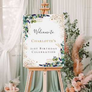 Birthday eucalyptus greenery elegant welcome foam board
