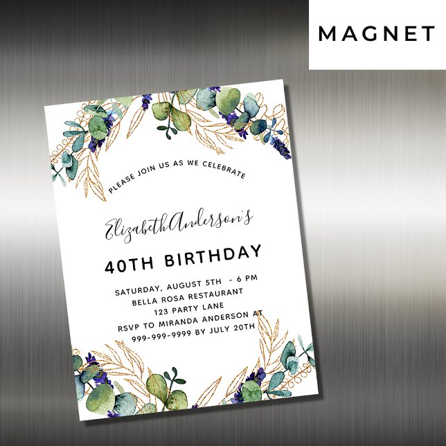 Birthday eucalyptus greenery invitation magnet (Creator Uploaded)