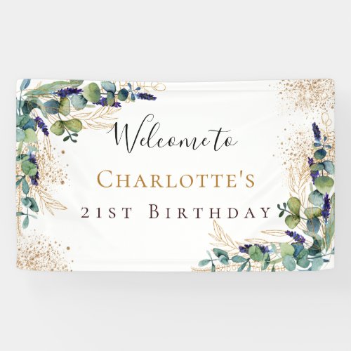 Birthday eucalyptus greenery modern welcome banner