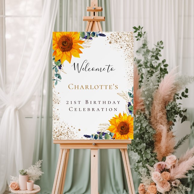 Birthday eucalyptus greenery sunflowers welcome foam board (Creator Uploaded)