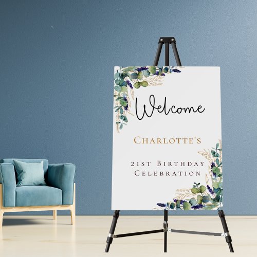 Birthday eucalyptus greenery welcome script foam board