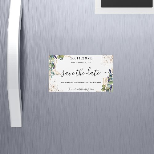 Birthday eucalyptus save the date magnet