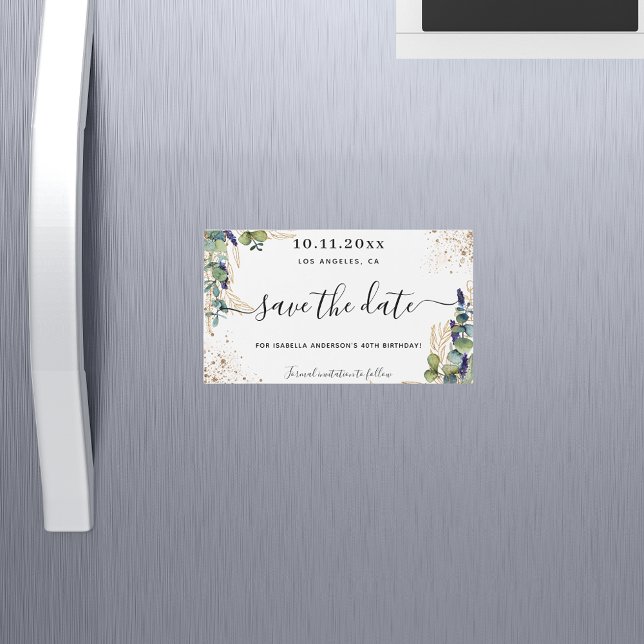 Birthday eucalyptus save the date magnet (Creator Uploaded)