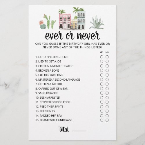 Birthday Ever or Never Birthday Party game