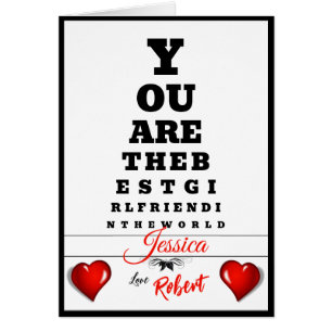 Birthday Eye Chart-Fun-Heart-Personalize-Woman- Cards