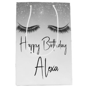 Birthday Eyelashes with Glitter Medium Gift Bag