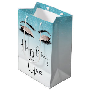 Birthday Eyelashes with Glitter Medium Gift Bag