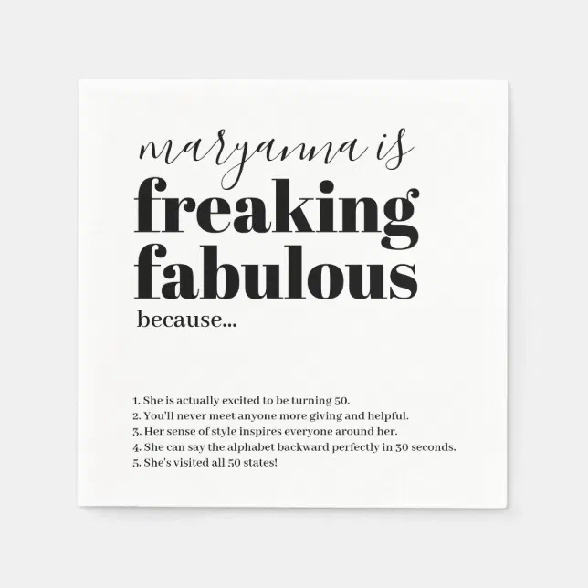 Birthday Fabulous Facts Custom Napkins Zazzle