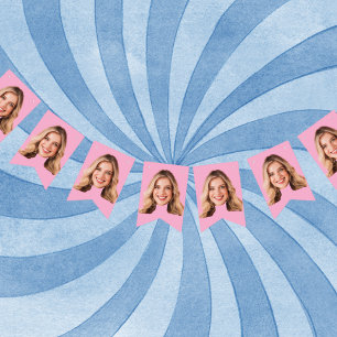 Birthday Face Banner, Custom Face Banner, Face Bunting Flags