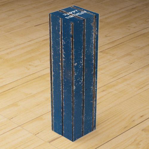 Birthday Faded Blue Wood Wine Box